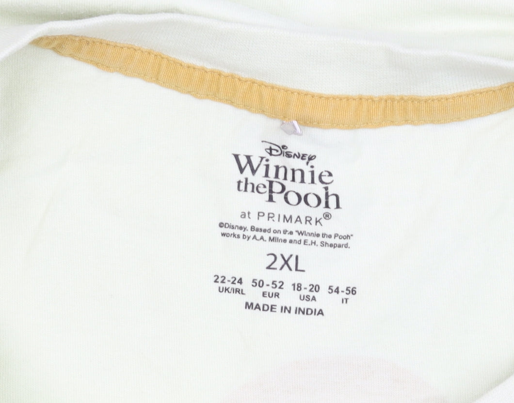 Primark Women Yellow Winnie the Pooh 2XL Relaxed Cotton T-Shirt