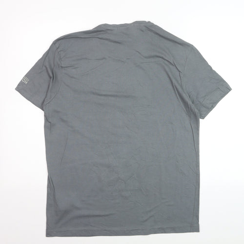 Trussardi Action Men's Grey Graphic Military Art Cotton T-Shirt M