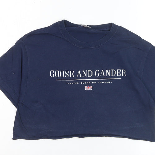 Goose and Gander Women's Blue Cropped Cotton T-Shirt Size S