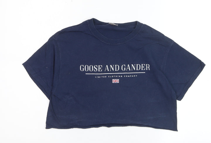 Goose and Gander Women's Blue Cropped Cotton T-Shirt Size S