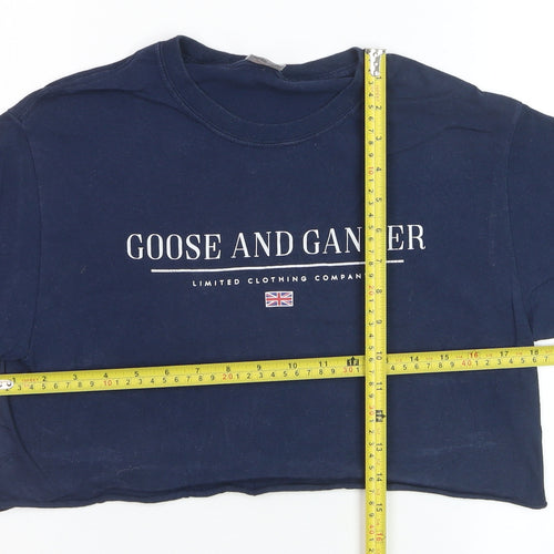 Goose and Gander Women's Blue Cropped Cotton T-Shirt Size S