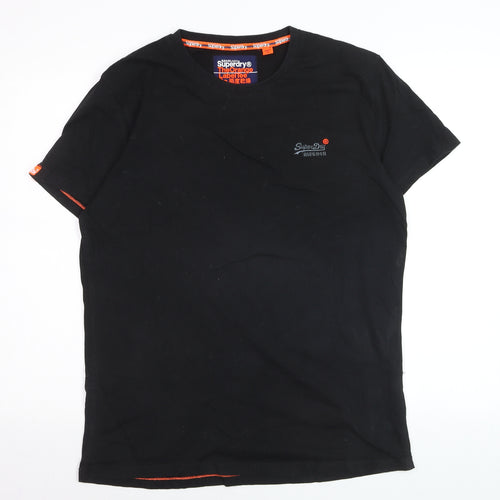 Superdry Men's Black Orange Label Classic Cotton Crew Neck T-Shirt XL
