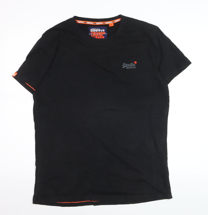 Superdry Men's Black Orange Label Classic Cotton Crew Neck T-Shirt XL