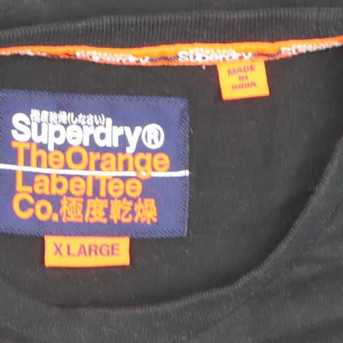 Superdry Men's Black Orange Label Classic Cotton Crew Neck T-Shirt XL
