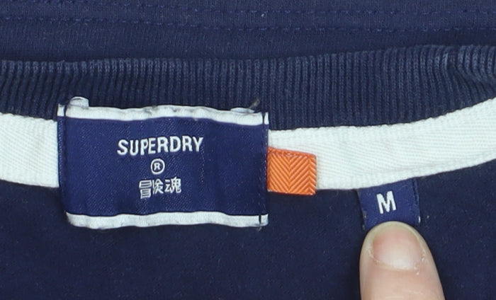 Superdry Men's Navy Blue Crew Neck Cotton T-Shirt M