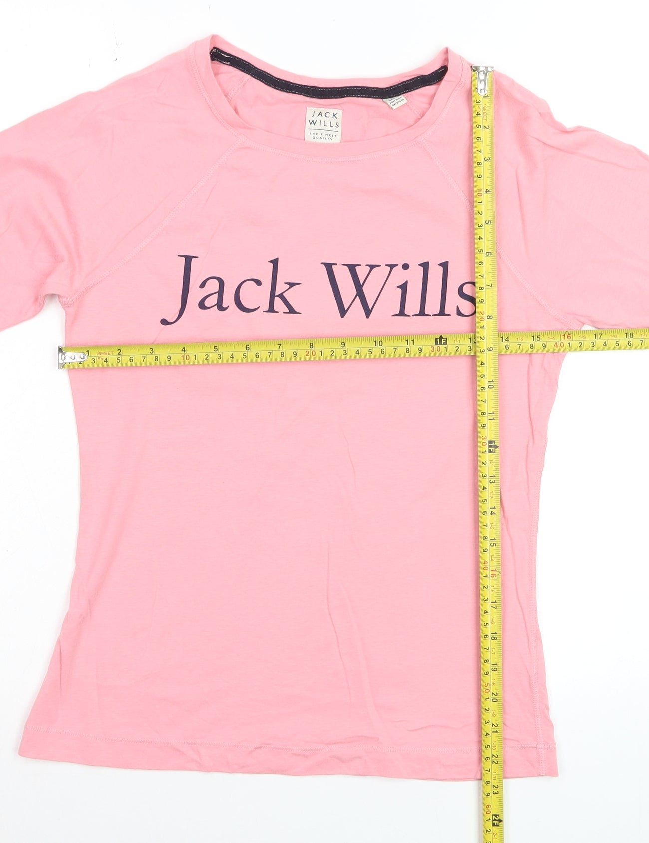 Jack Wills Womens Pink Long Sleeve Cotton Crew Neck T-Shirt UK 8