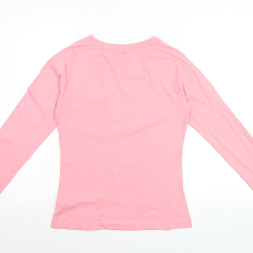 Jack Wills Womens Pink Long Sleeve Cotton Crew Neck T-Shirt UK 8