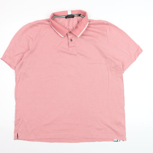 Ted Baker Men Pink Cotton Short Sleeve Polo Shirt Size L