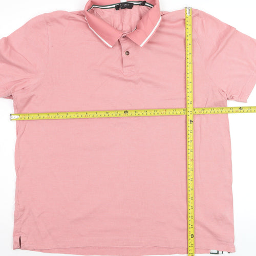 Ted Baker Men Pink Cotton Short Sleeve Polo Shirt Size L