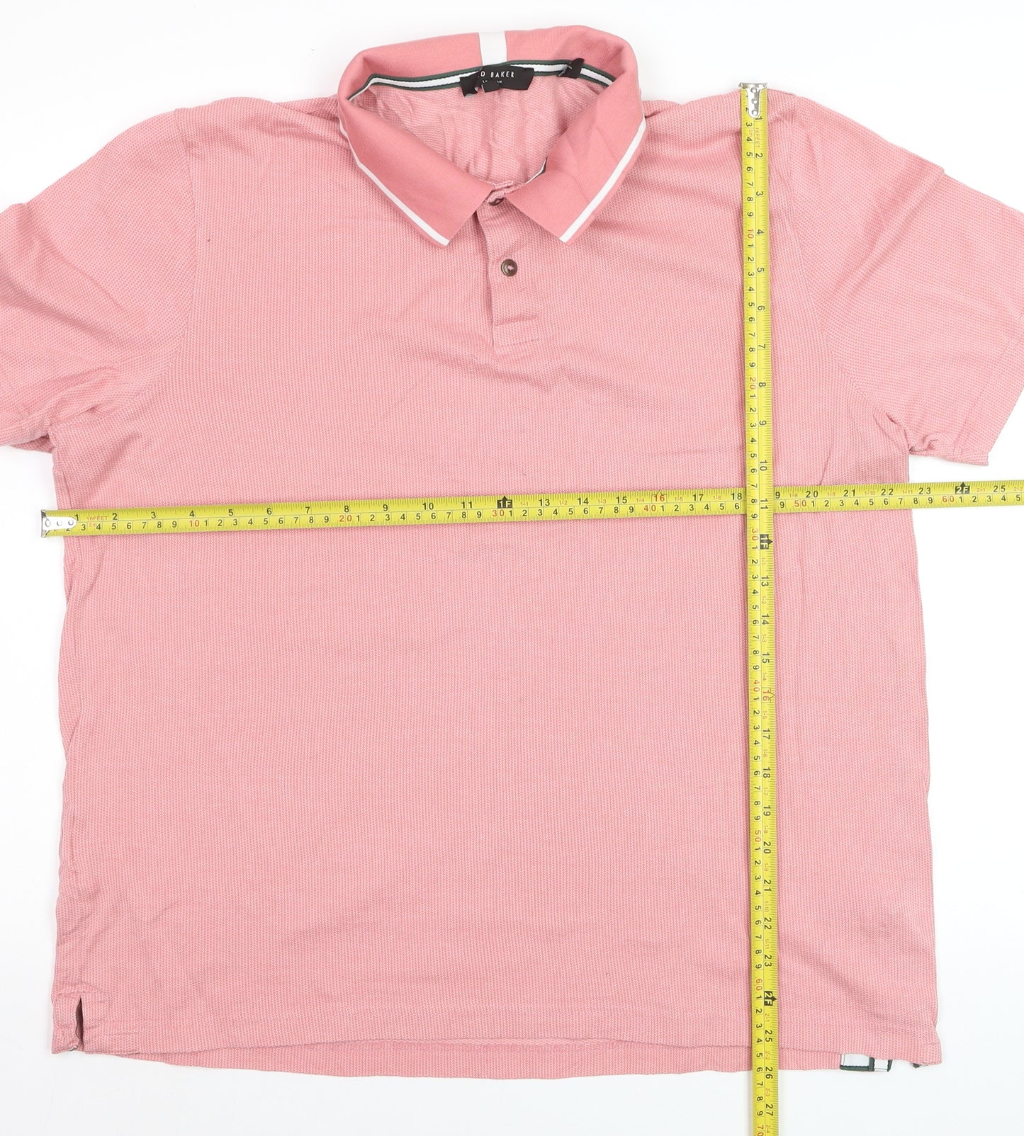 Ted Baker Men Pink Cotton Short Sleeve Polo Shirt Size L