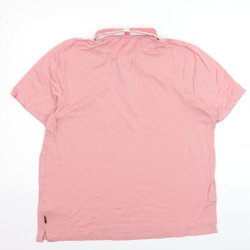 Ted Baker Men Pink Cotton Short Sleeve Polo Shirt Size L