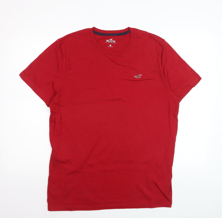 Hollister Men's Red Crew Neck Cotton T-Shirt Size L