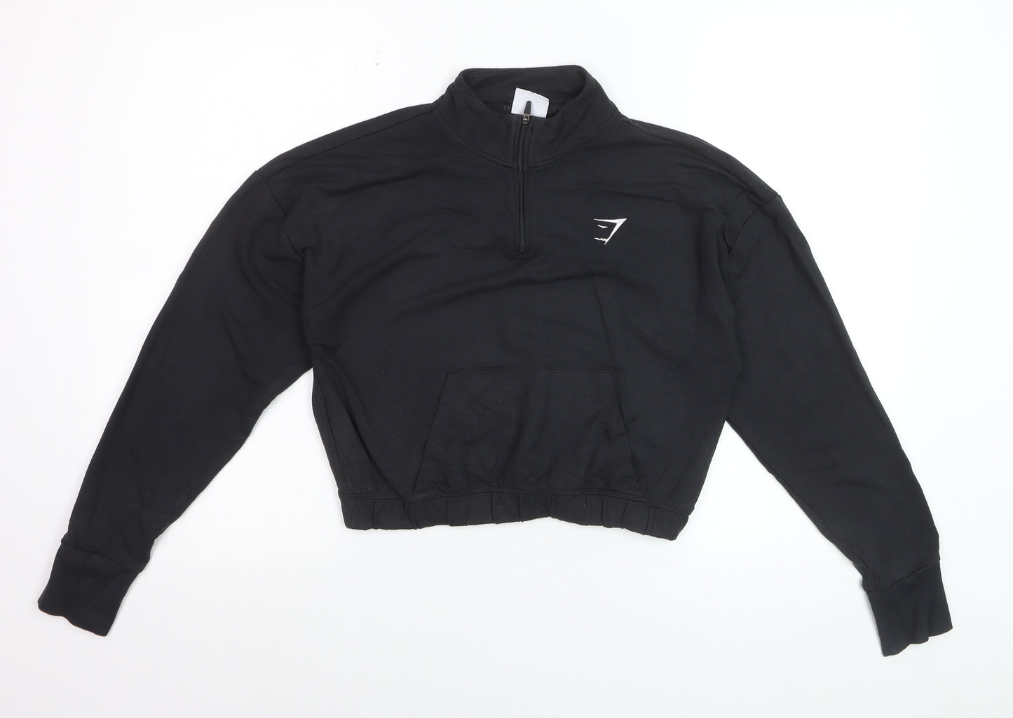 Gymshark Women's Black 1/4 Zip Cropped Pullover Sweatshirt Size M