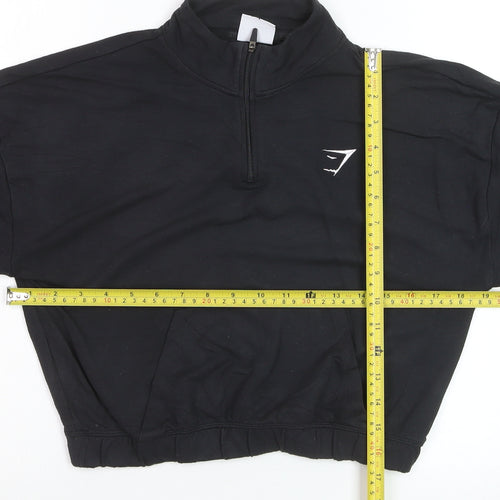 Gymshark Women's Black 1/4 Zip Cropped Pullover Sweatshirt Size M
