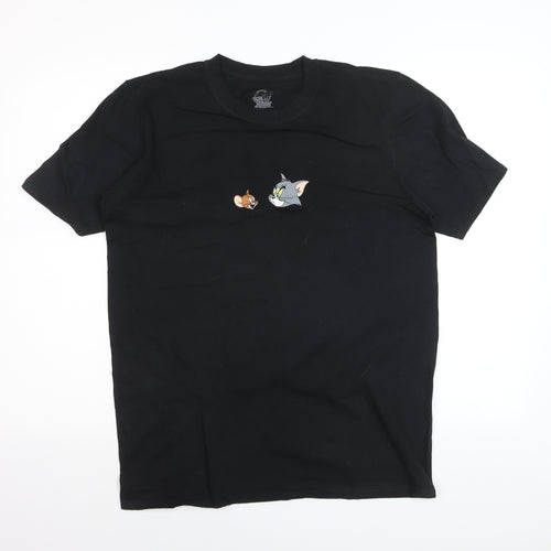 Tom & Jerry Men's Black Medium Cotton Graphic T-Shirt