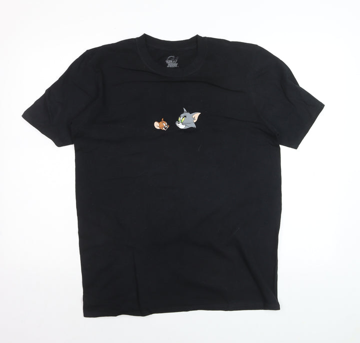 Tom & Jerry Men's Black Medium Cotton Graphic T-Shirt