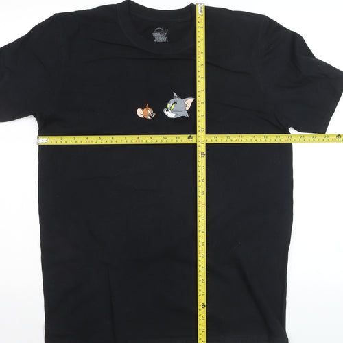 Tom & Jerry Men's Black Medium Cotton Graphic T-Shirt