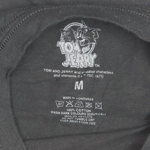 Tom & Jerry Men's Black Medium Cotton Graphic T-Shirt