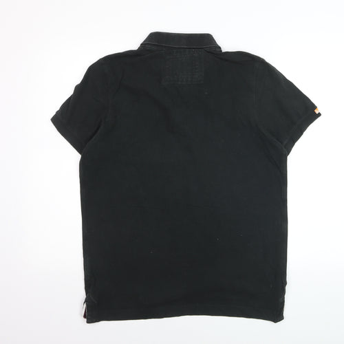 Superdry Mens Black Cotton Polo Shirt M Short Sleeve Casual