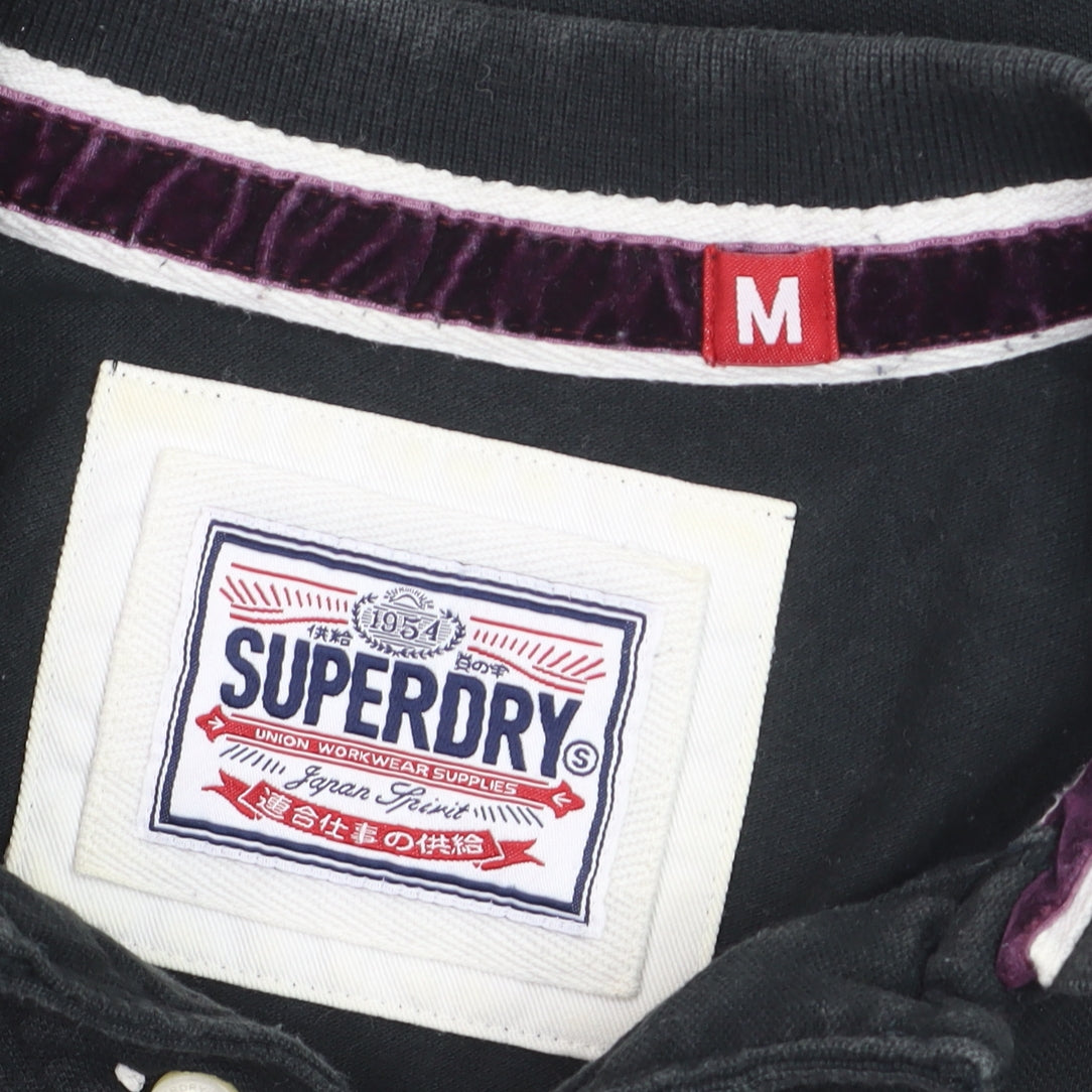 Superdry Mens Black Cotton Polo Shirt M Short Sleeve Casual
