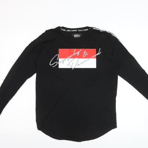Supply & Demand Boys Black Long Sleeve Graphic Logo T-Shirt 12-13 Years