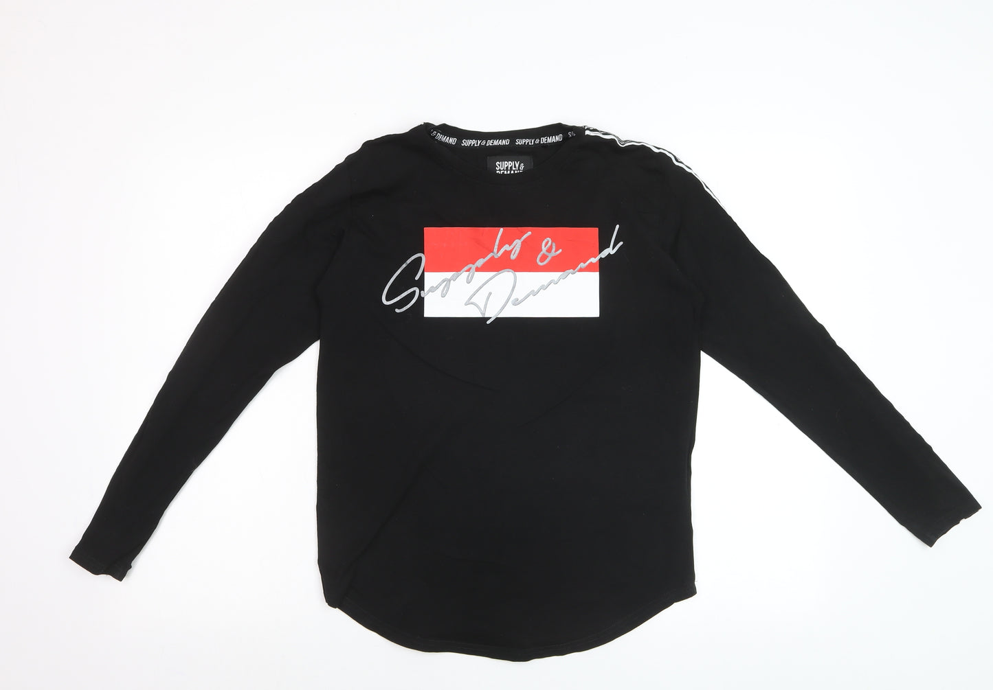 Supply & Demand Boys Black Long Sleeve Graphic Logo T-Shirt 12-13 Years