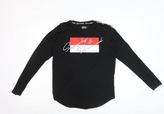 Supply & Demand Boys Black Long Sleeve Graphic Logo T-Shirt 12-13 Years
