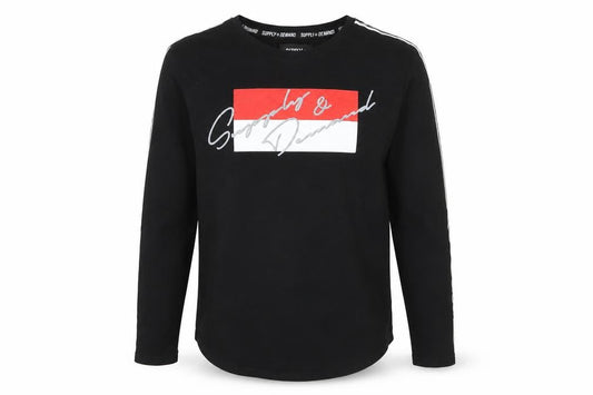 Supply & Demand Boys Black Long Sleeve Graphic Logo T-Shirt 12-13 Years