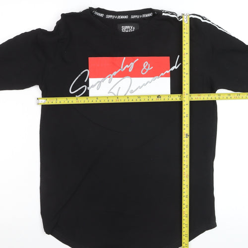 Supply & Demand Boys Black Long Sleeve Graphic Logo T-Shirt 12-13 Years