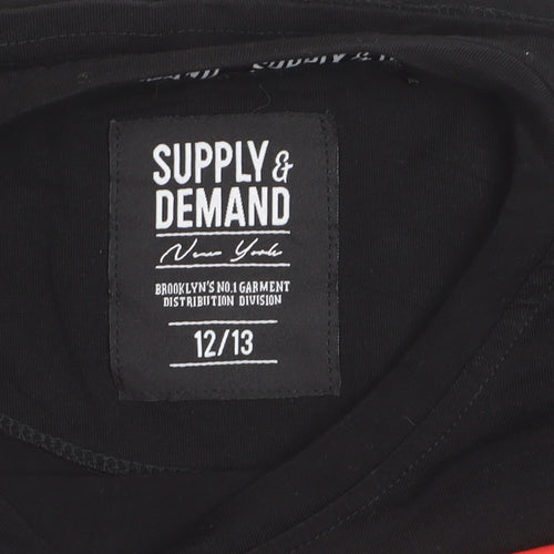 Supply & Demand Boys Black Long Sleeve Graphic Logo T-Shirt 12-13 Years