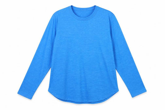 Front view of Banana Republic Women's Blue Long Sleeve Jersey T-Shirt, size L