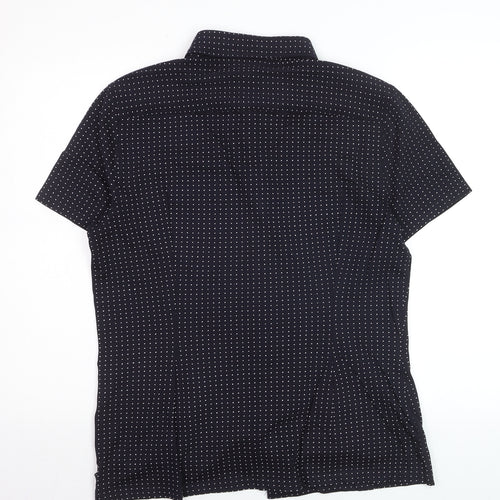 H&M Men's Black Short Sleeve Button-Up Shirt Size L Cotton Blend