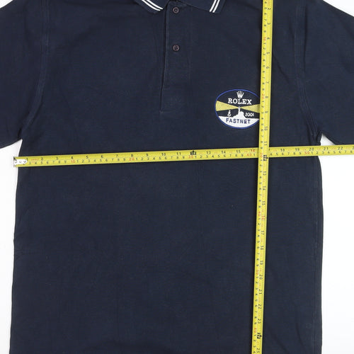Rolex Men’s Blue Long Sleeve Polo Shirt Size L Nautical Embroidered