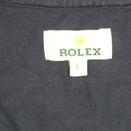 Rolex Men’s Blue Long Sleeve Polo Shirt Size L Nautical Embroidered