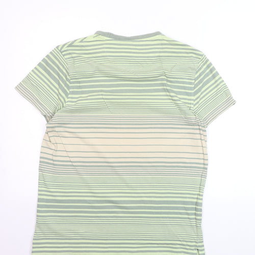 Hammond & Co Men’s Green Striped Cotton Crew Neck T-Shirt Size S
