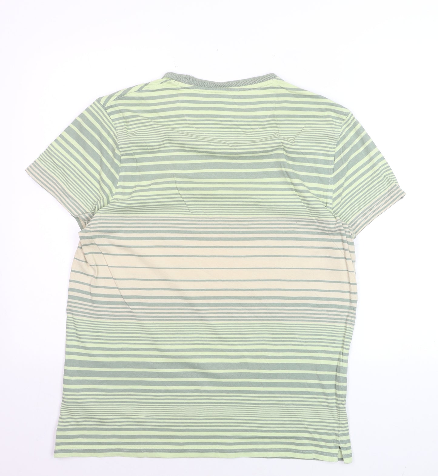 Hammond & Co Men’s Green Striped Cotton Crew Neck T-Shirt Size S