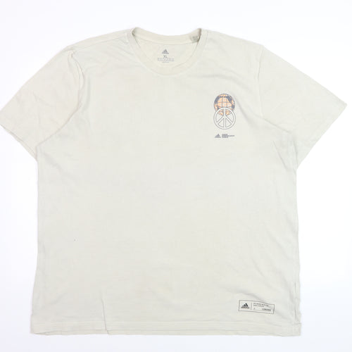 adidas Men's Beige London Graphic Print XL T-Shirt