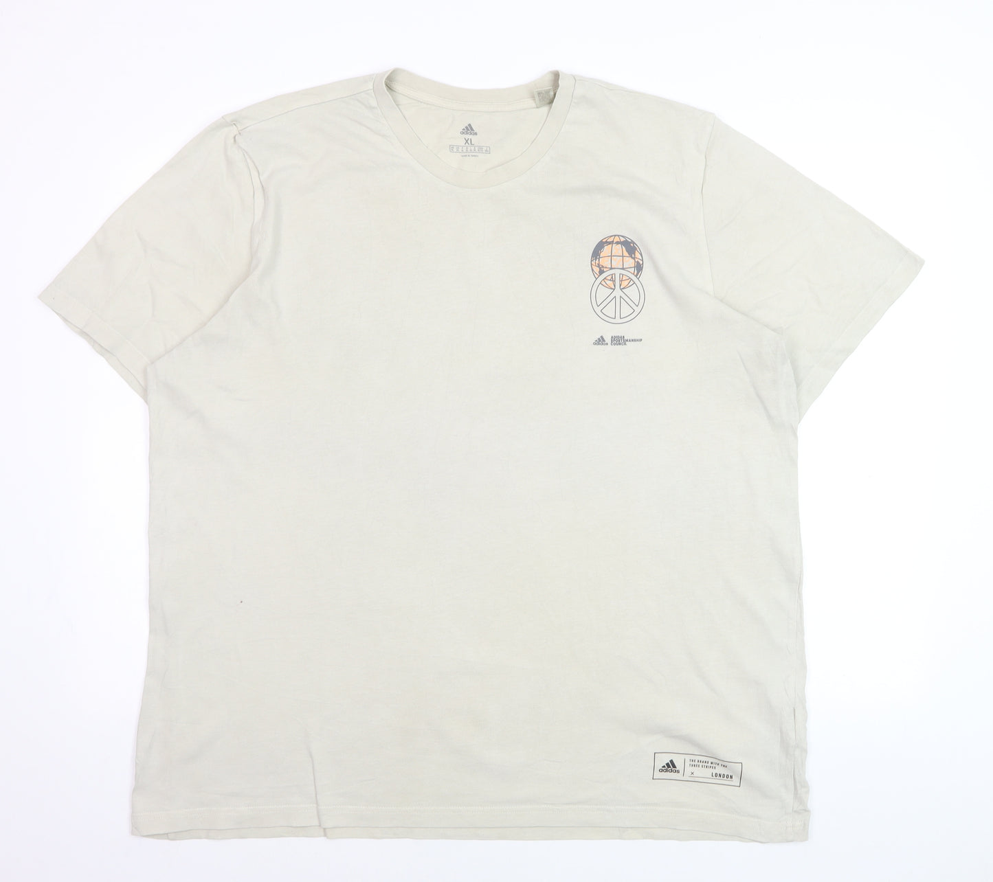 adidas Men's Beige London Graphic Print XL T-Shirt