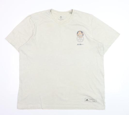 adidas Men's Beige London Graphic Print XL T-Shirt