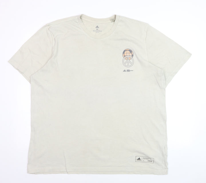 adidas Men's Beige London Graphic Print XL T-Shirt