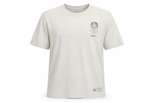 Front view of adidas Men's Beige London Graphic Print XL T-Shirt