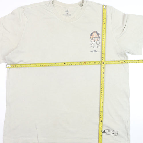 adidas Men's Beige London Graphic Print XL T-Shirt