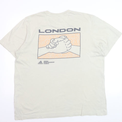 adidas Men's Beige London Graphic Print XL T-Shirt