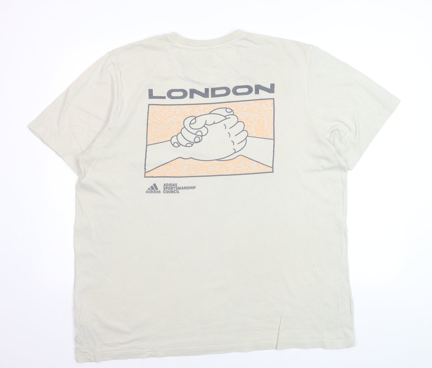 adidas Men's Beige London Graphic Print XL T-Shirt