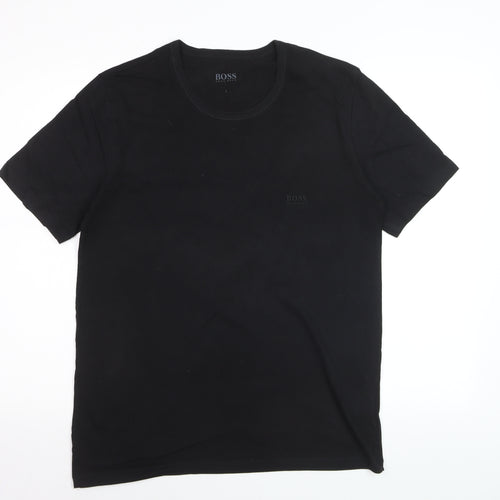 Hugo Boss Men's Black Cotton Crew Neck Short Sleeve T-Shirt L