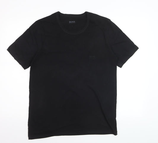 Hugo Boss Men's Black Cotton Crew Neck Short Sleeve T-Shirt L