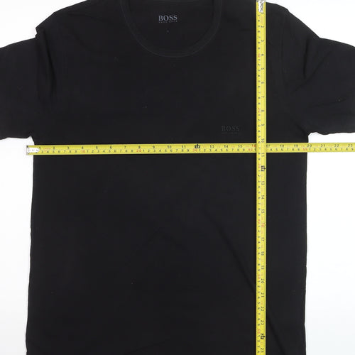 Hugo Boss Men's Black Cotton Crew Neck Short Sleeve T-Shirt L