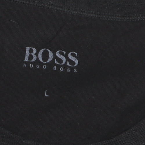 Hugo Boss Men's Black Cotton Crew Neck Short Sleeve T-Shirt L