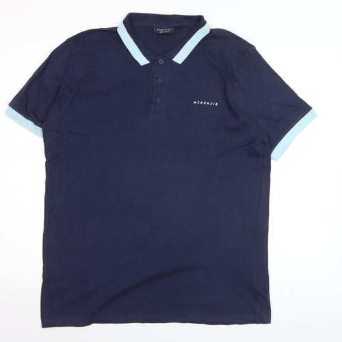 McKenzie Men's Blue Polo Shirt M Regular Fit Short Sleeve