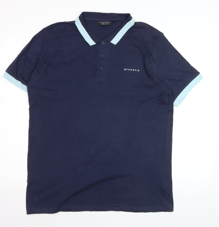 McKenzie Men's Blue Polo Shirt M Regular Fit Short Sleeve